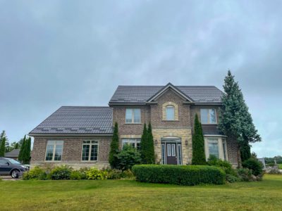 Hy-Grade-Steel-Roofing-System-Metal-Roofing-See-Our-Work-Dark-Brown-metal-roof-Peterborough-cloudy-day-rain-steel-roof