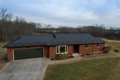 Hy-Grade-Steel-Roofing-System-Metal-Roofing-See-Our-Work-Dark-Brown-metal-roof-red-brick-bungalow-Ariss, Ontario