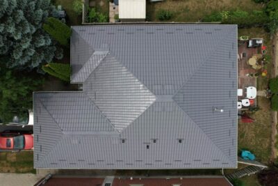 Hy-Grade-Steel-Roofing-System-Metal-Roofing-See-Our-Work-Slate-Grey-drone-footage - roof- in-Ontario