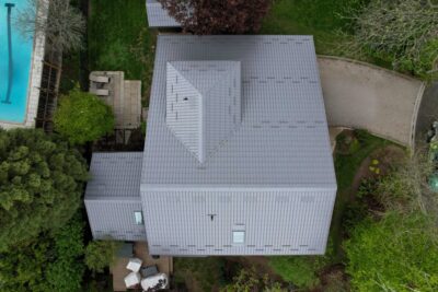 Hy-Grade-Steel-Roofing-System-Metal-Roofing-See-Our-Work-Slate-Grey-drone-footage - roof- in-Ontario
