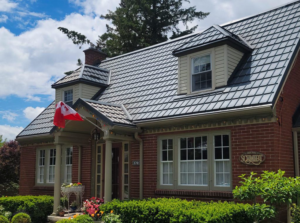 Hy-Grade-Steel-Roofing-System-Metal-Roofing-See-Our-Work-Slate-Grey-red-brick-house-Guelph-Ontariio