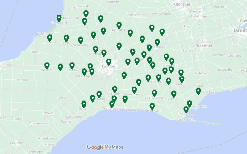 Hy-Grade Steel Roofing Servicing map, Londond and surrounding area. Steel and metal roofing London