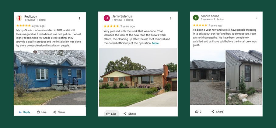 Hy-Grade Roofing's Many Positive Google 
Reviews